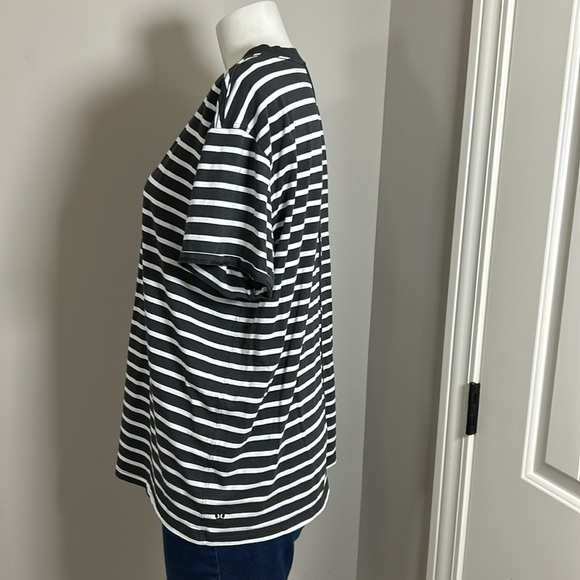 Lululemon All Yours Cotton T Shirt Yachtie Stripe Dark Gray White - Picture 2 of 7